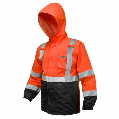 MCR SAFETY Garments, Breathable Pu/Poly, Class 3 Orange XL 591SJHXL